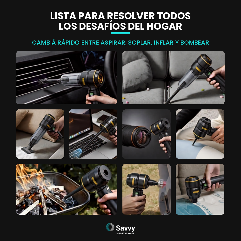Aspiradora Inalámbrica Potente de SAVVY 4 en 1 · 9 Accesorios