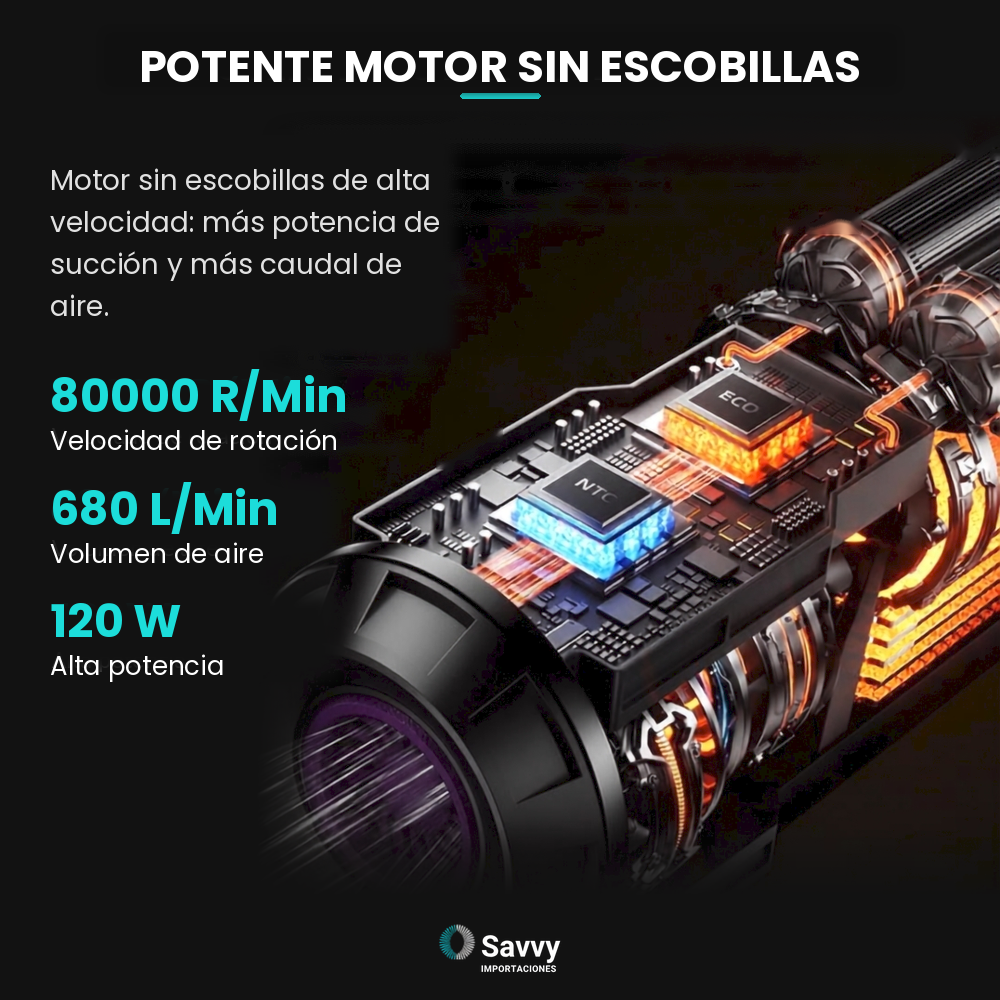 Aspiradora Inalámbrica Potente de SAVVY 4 en 1 · 9 Accesorios
