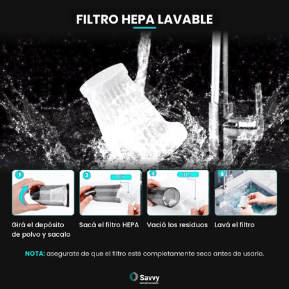 Aspiradora Inalámbrica Potente de SAVVY 4 en 1 · 9 Accesorios