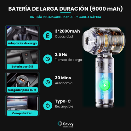 Aspiradora Inalámbrica Potente de SAVVY 4 en 1 · 9 Accesorios